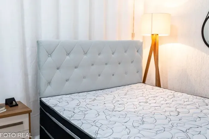 Cabeceira Casal Zara Veludo Prata rf65