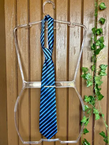 Gravata Masculina Azul e Preto Listrada Maestro Premium 