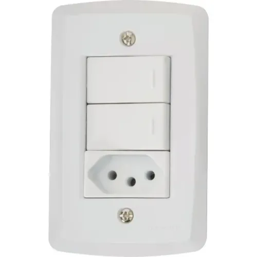 Conjunto 4x2 com 2 Interruptores Simples 10 A 250 V e 1 Tomada 2P+T 10 A 250 V Tramontina