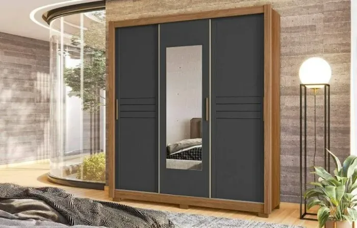 Guarda roupa casal com pés cinza 