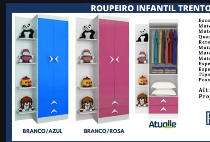 Guarda roupa infantil Trento (leia a descrição)