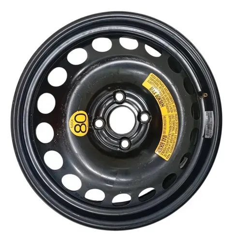 Roda Estepe Aro 16 Ferro 4 Furro Chevrolet Onix 2012 2021 Preto