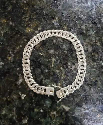 Pulseira Prata 925 Elo Duplo Fecho Gaveta