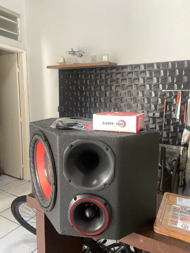 Caixa Trio Som De Carro 12 Pol Completa + Taramps Tl 1500