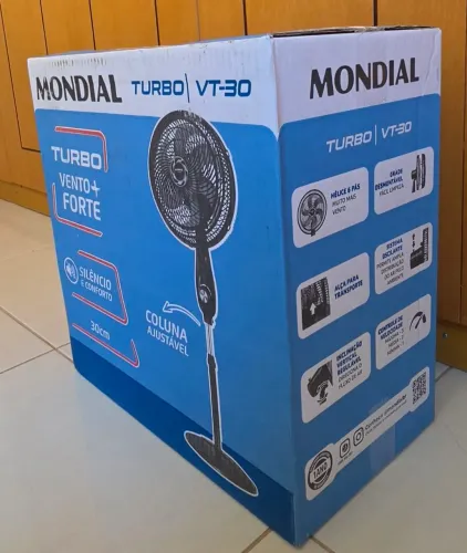 Ventilador Coluna Mondial 30cm VT-30C-NB | 220V, 6 pás, Turbo