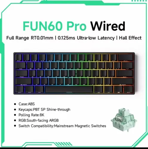TECLADO MAGNÉTICO FUN60 PRO 8K - PRETO