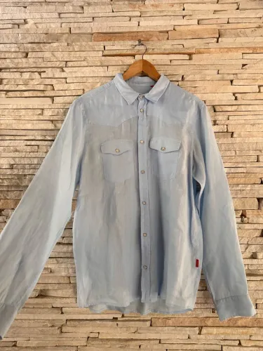 Camisa Reserva Masculina Manga Longa Azul Claro
