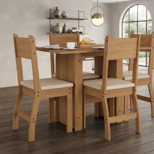 Oferta! Mesa de Jantar Milano com 4 Cadeiras Carvalho/Savana