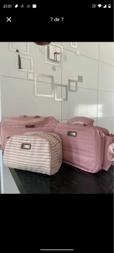 Bolsa maternidade conjunto 3 couro legítimo cor rosa