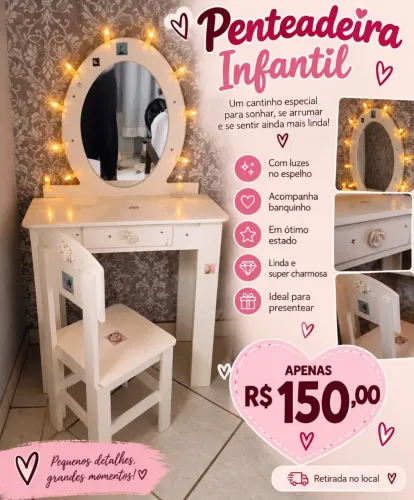 Casinha de Boneca MDF com móveis
