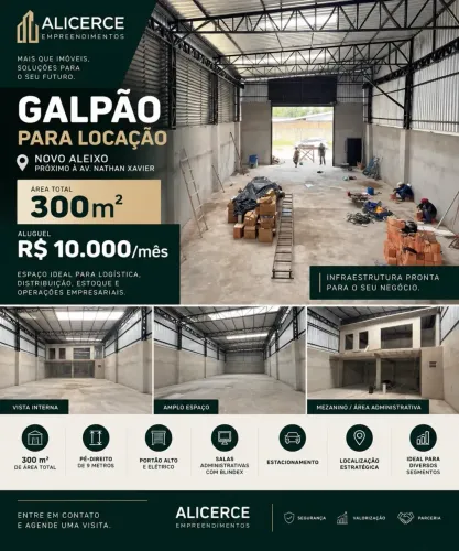 ALUGO GALPÃO 300 M2 NOVO ALEIXO ENTRADA PARA CAMINHÃO