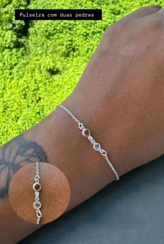 Pulseira 2 pedras - prata - Aceitamos cartões