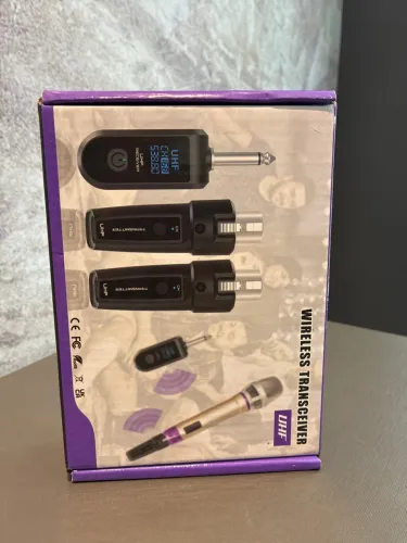 Sistema Receptor e Transmissor de Áudio Sem Fio UHF para microfones e instrumentos.