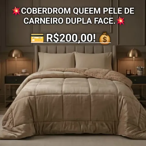 COBERDROM DUPLA FACE QUEEM SIZE - BEGE.