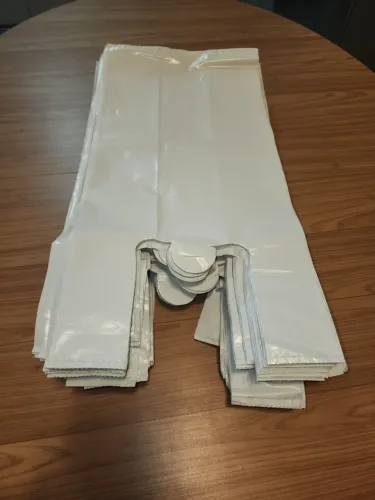 250 Sacolas Plásticas Reforçadas Creme 50x25 cm - Novas