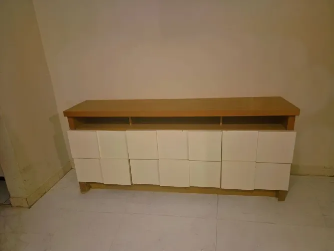 Rack / buffet grande para sala - branco e amadeirado