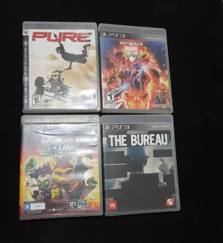 Lote 4 jogos de ps3 - pure, Ultimate Marvel X capcom, the bureau, Ratchet and clank all 4