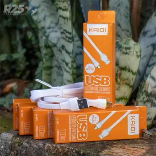 Cabo V8 Micro USB Kaidi Original Para Celular E Caixa De Som