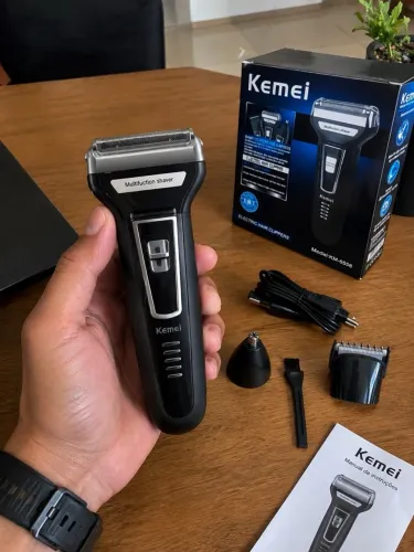 Aparador de Barba e Pelos Barbeador 3 em 1 Recarregável Bivolt 