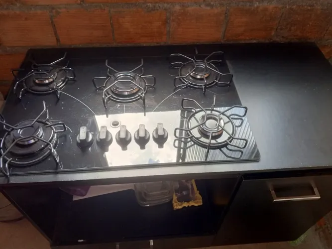 Cooktop Fogão Com Alimentação Gás - Braslar 5 Bocas Cor Preto - 5 Queimadores