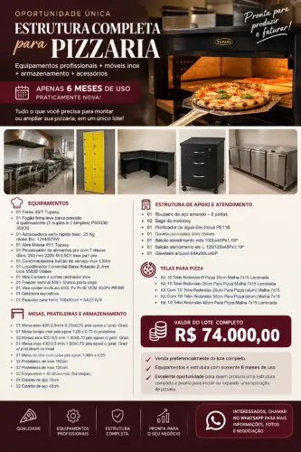 ESTRUTURA COMPLETA PARA PIZZARIA + EQUIPAMENTOS | 06 MESES DE USO