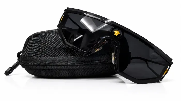 Óculos Máscara Shield Versace Premium Preto metal com Case medusa Luxo marca