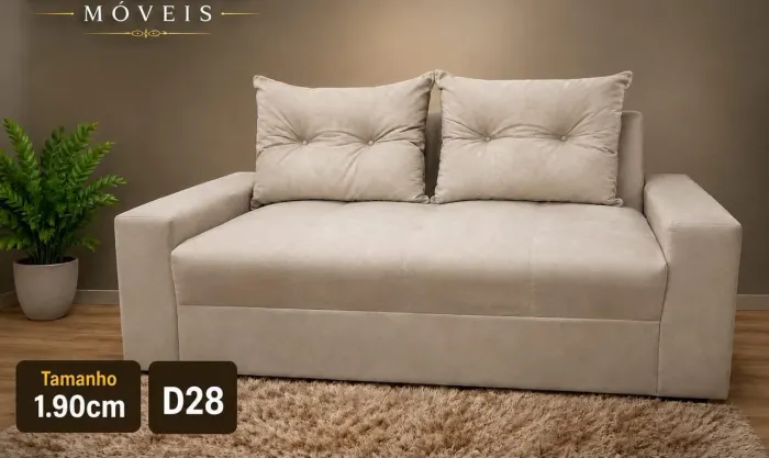 Sofá Bege pronta entrega, 1,90m espuma D28,preço R$850, contato *