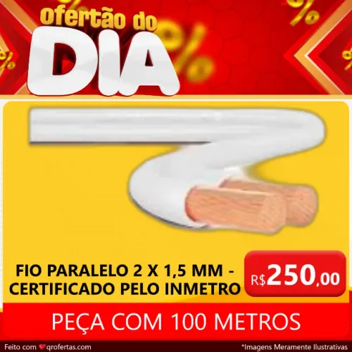 CORDÃO FIO PARALELO 2 X 1,5 MM - PEÇA COM 100 METROS CERTIFICADO PELO INMETRO 