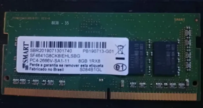 Memória RAM 8GB DDR4 Smart para Notebook - Funcionando Perfeitamente