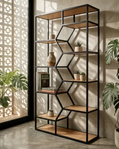 Estante Industrial Colmeia para Sala Sob Medida
