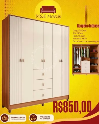 Roupeiro 6 portas novo com entrega gratuita 