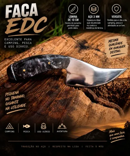 Faca EDC, camping e pesca