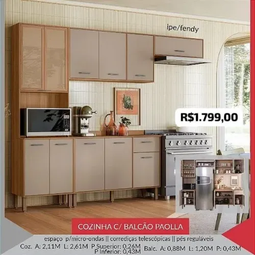 Armário de Cozinha Paola completa