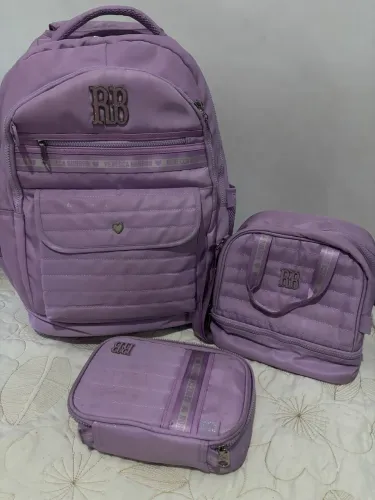 Kit bolsa de carrinho / lancheira e estojo Rebeca bombom
