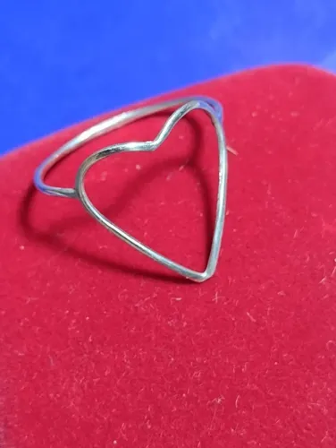 Anel Coração Prata 950 de Lei Coração 18 mm x 15 mm Aro 1 mm