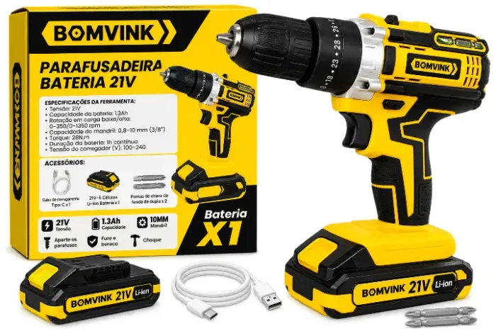 PARAFUSADEIRA BATERIA 21V FURADEIRA - NOVA NUNCA USADA!!