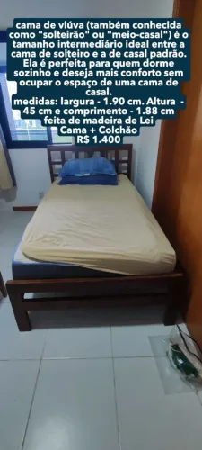Cama viúva com colchão.