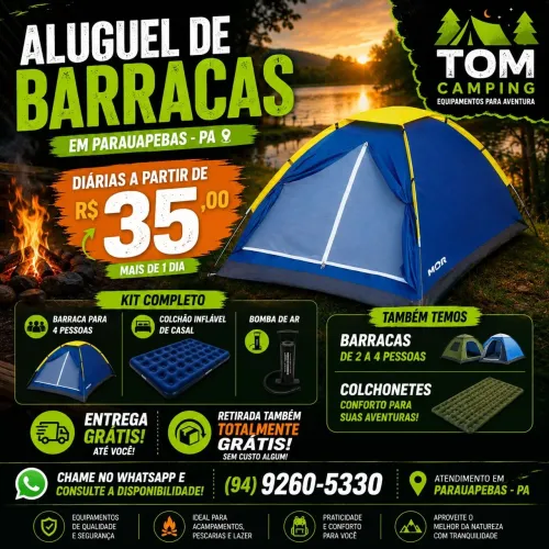 Aluguel de barraca kit camping
