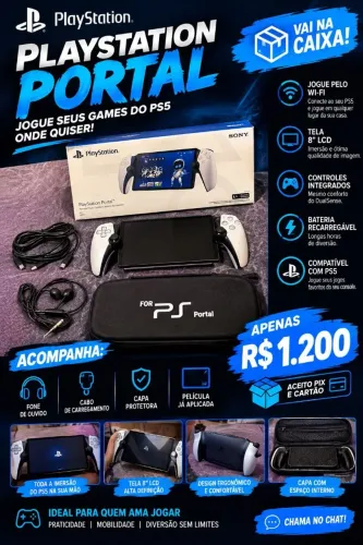 PLAYSTATION PORTAL + ACESSÓRIOS COMPLETOS NA CAIXA POR 1200