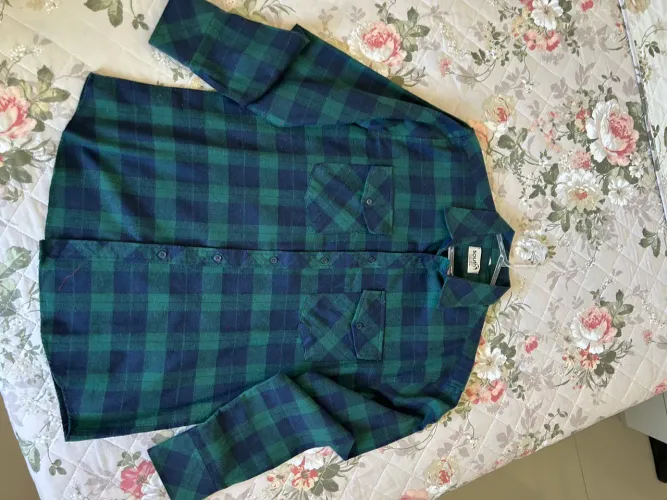 Camisa xadrez verde flanelada