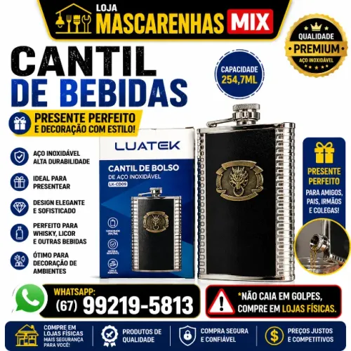 Cantil de Bolso Premium em Aço Inox Presente Decoração Cod: 090