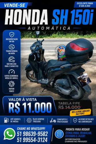 Honda SH 150i - Preço abaixo da FIPE!<br>FIPE: R$ 14.000<br>