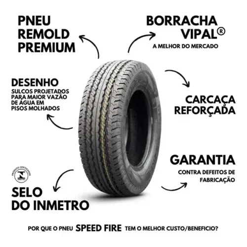 205/70 R15 SPEED FIRE (CARGA)Pneu 205/70R15C Speed Fire Remold Borracha Vipal Premium 8 Lo