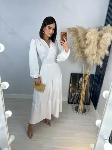 VESTIDO BRANCO MANGA LONGA