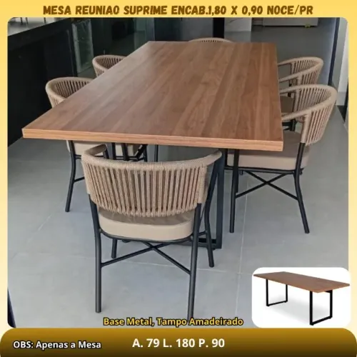 Mesa 1.80cm com pes de ferro - Somente a mesa