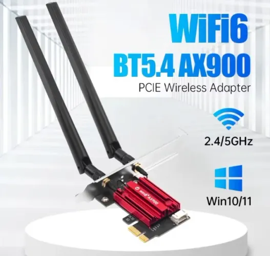 Placa de rede WiFi6 PCIe 2.4g/5ghz + Bluetooth 5.4 p/PC. Entrega Gratis