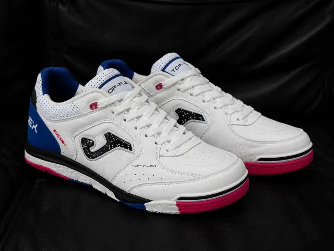 Joma Top Flex Futsal Profissional Branca Azul Rosa
