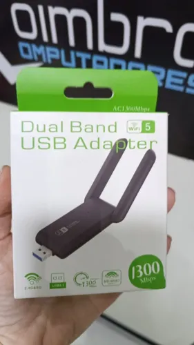 Adaptador Usb Wi-Fi 1300mbps Dual Band 5GHz / 2.4 GHz Internet Fibra Loja COimbra Entrega