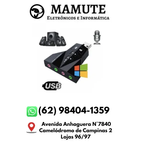 Placa De Som Usb Dupla Notebook Ps3 Pc Adaptador Audio 7.1 Canais