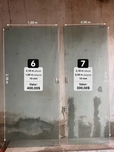 Vidros temperados cor esverdeada ideal para porta (com furos)